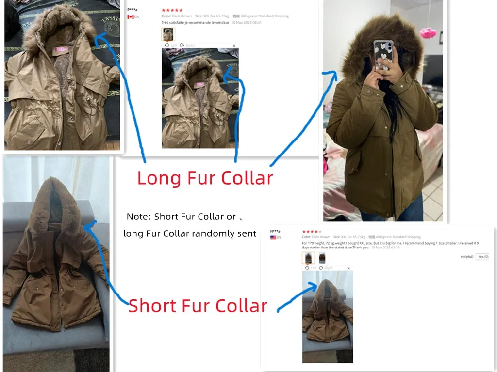 2022 New Winter Jacket Women Parka Fashion Long Coat Wool Liner Hooded Parkas Slim With Fur Collar Warm Snow Wear Padded Clothes