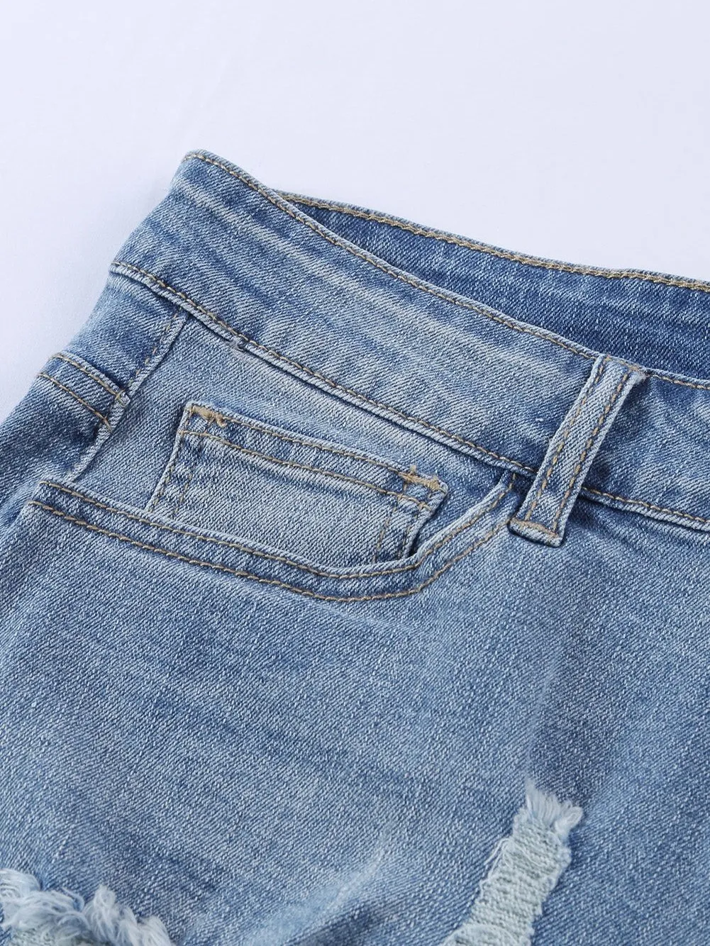 All-American Ripped Denim Shorts