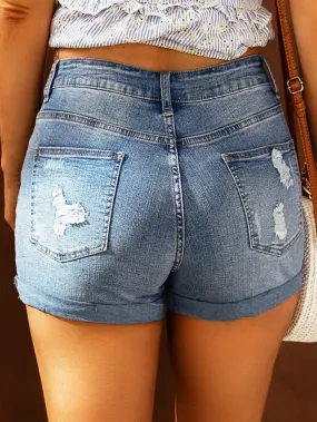 All-American Ripped Denim Shorts