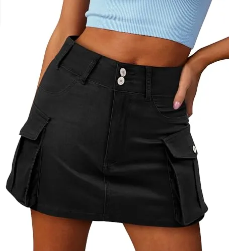 Angerella Light Blue Jean Skirts Womens Soft Stretchy Cute Denim Skirts Juniors Mid Rise Ripped Summer Short Skirt M