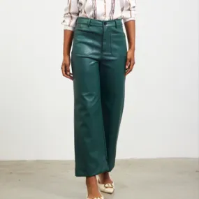 Astro Green Faux Leather Wide Leg Pants