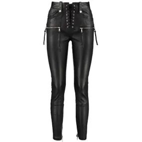 Black Leather Biker Pant