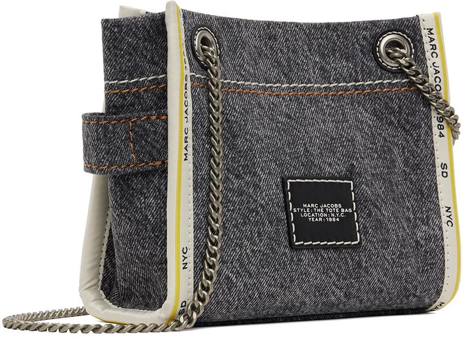 Black 'The Denim Chain Crossbody' Tote