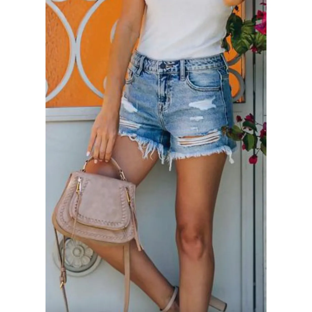 Blossom Frayed Hem Shorts