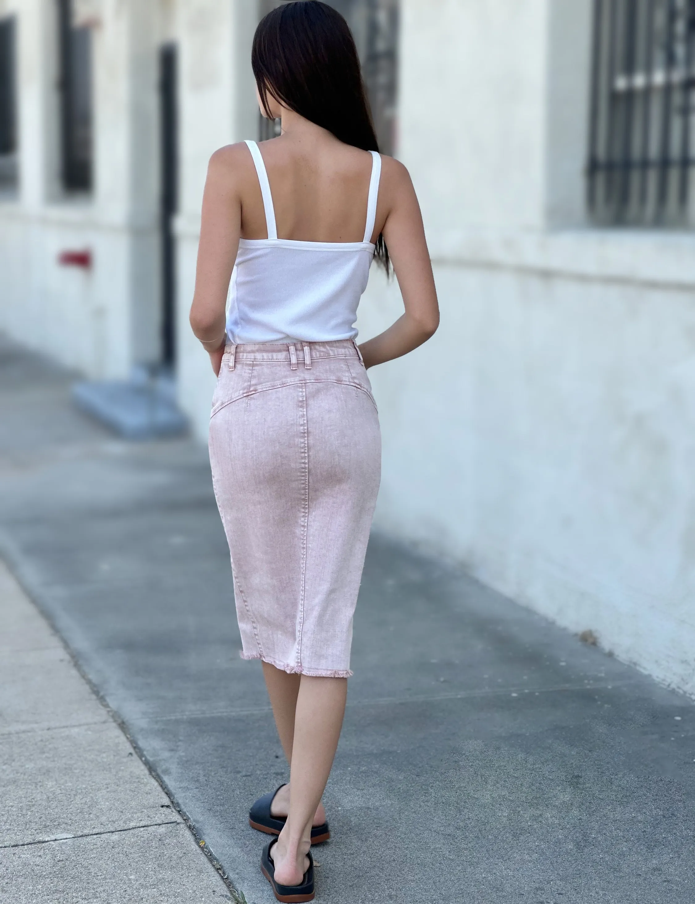 Blush Jean Skirt