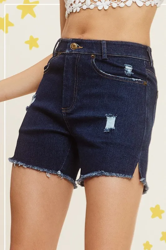 CASUAL WASHED STYLE DENIM SHORTS WITH POCKETS