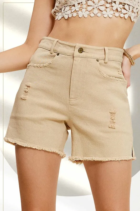 CASUAL WASHED STYLE DENIM SHORTS WITH POCKETS