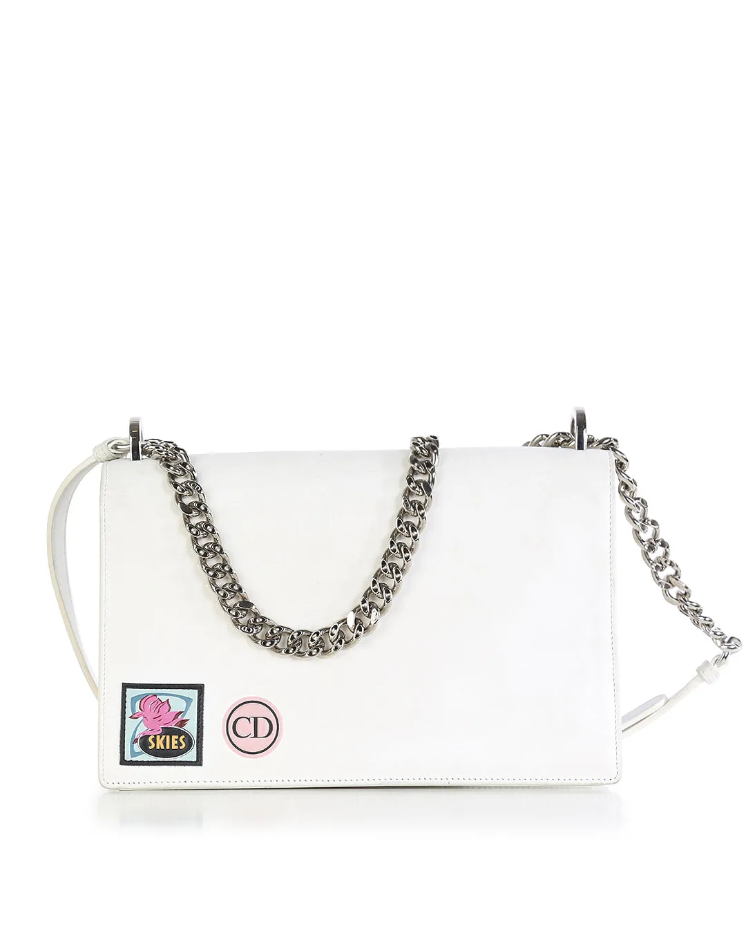 CHRISTIAN DIOR White Leather Medium Paradise Diorama Shoulder Bag