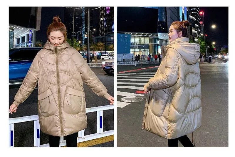 Down Cotton-Padded Jacket Women's Parkas 2025 New Coat Loose Bread Clothes Long Ins Outerwear Female Wild Western-Style Overcoat