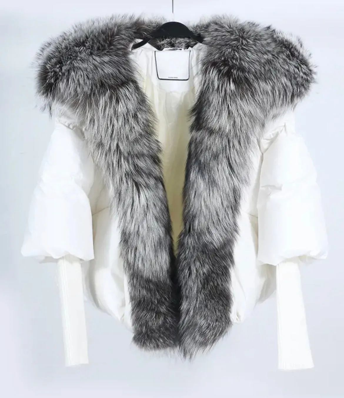 Down Puffer Jacket with Fox Fur