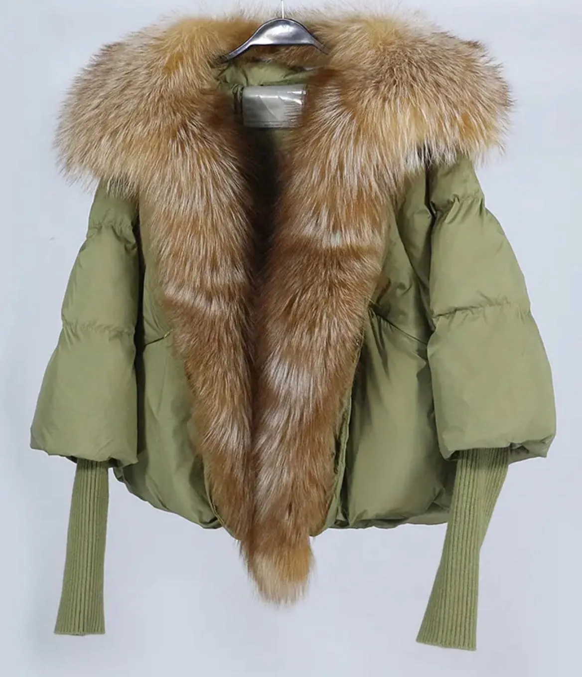 Down Puffer Jacket with Fox Fur