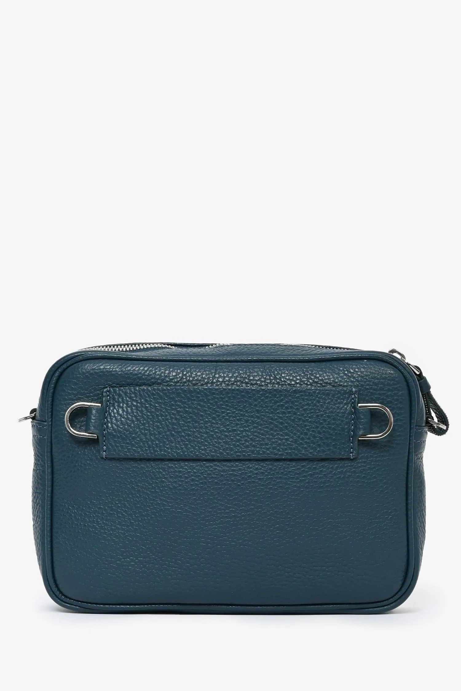 Fabiana Filippi Teal Green Grained Leather Crossbody Bag With Nylon Strap