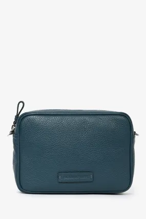 Fabiana Filippi Teal Green Grained Leather Crossbody Bag With Nylon Strap