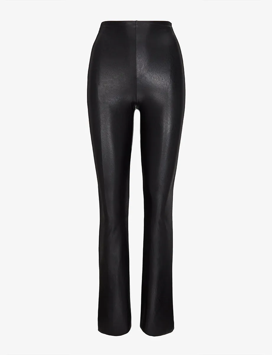 Faux Leather Flare Legging | Black