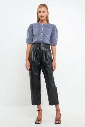 Faux Leather Pleated Trouser Pants