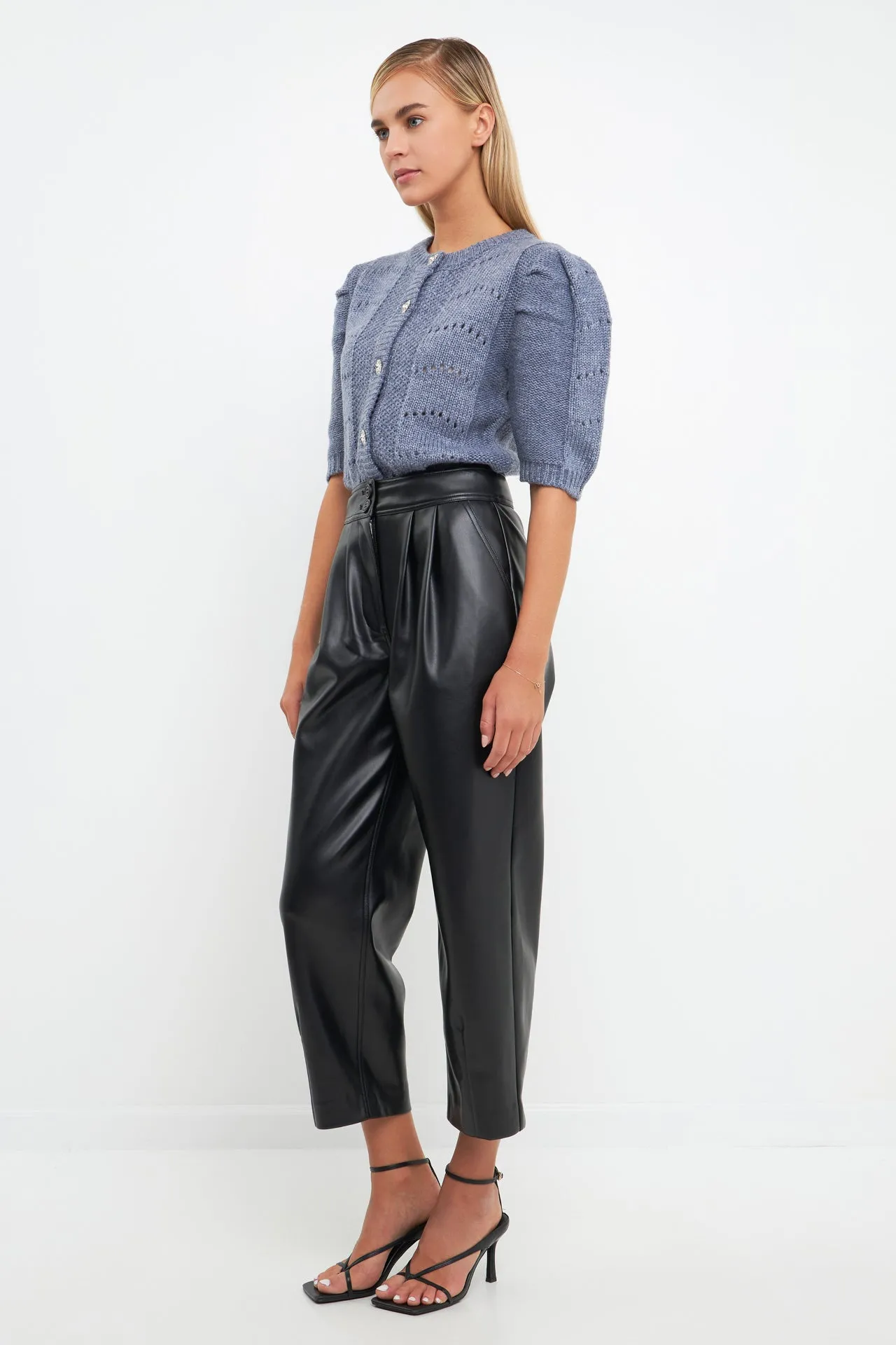 Faux Leather Pleated Trouser Pants