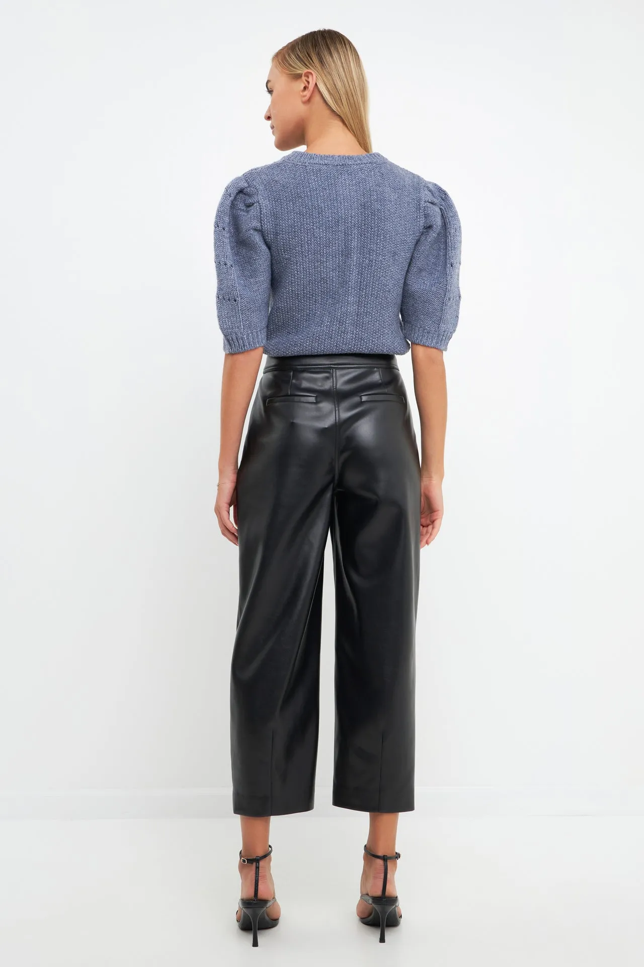 Faux Leather Pleated Trouser Pants