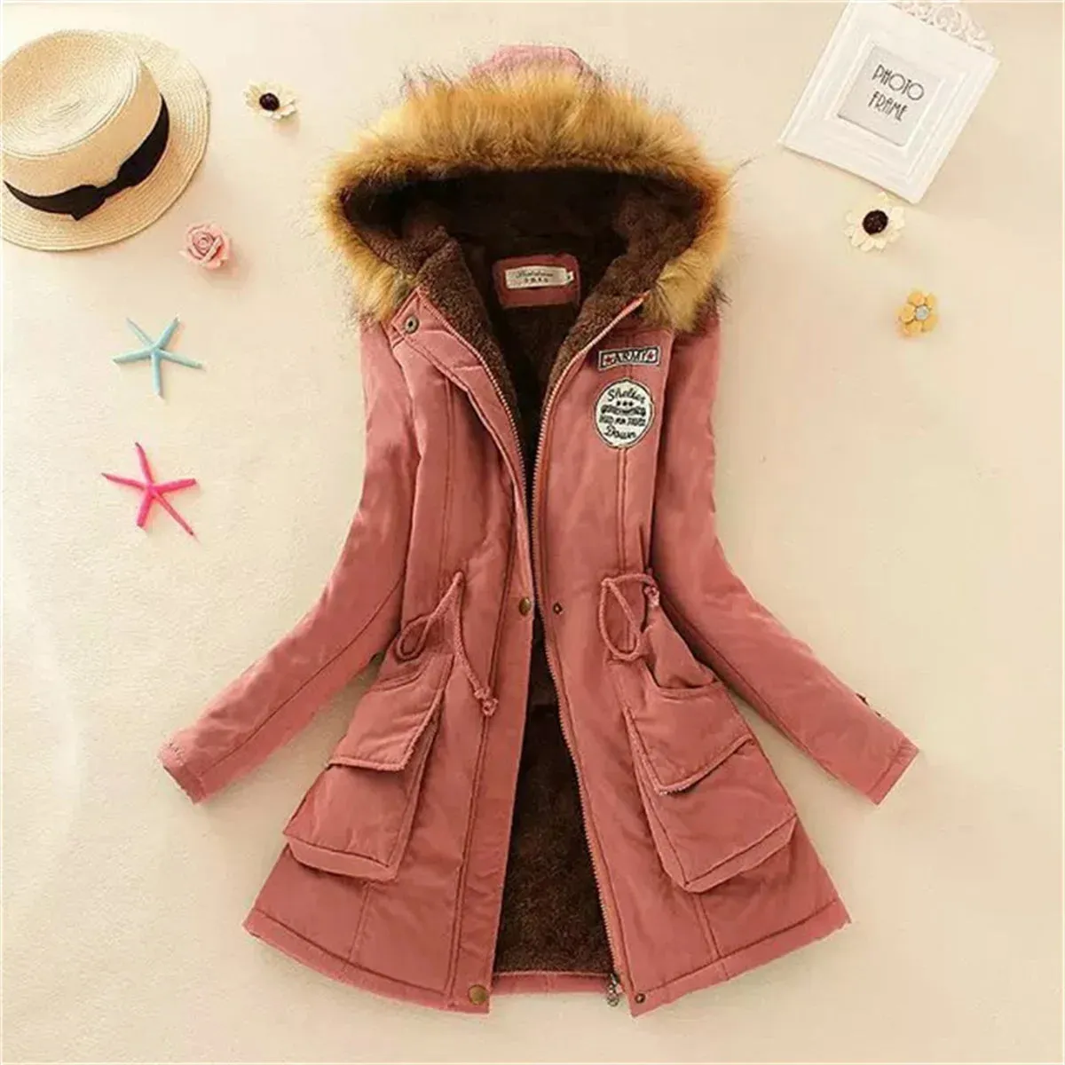 Fleece Lined Hood Down Jacket Winter Coat for Women Warm Drawstring Padded Parkas Korean Casual Streetwear Female Puffer Outwear