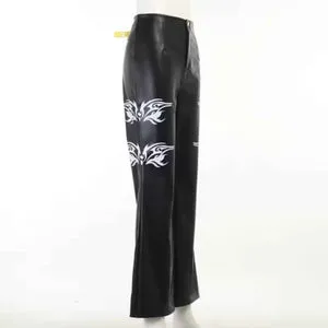 Goth Women Black Leather Pant