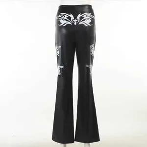 Goth Women Black Leather Pant