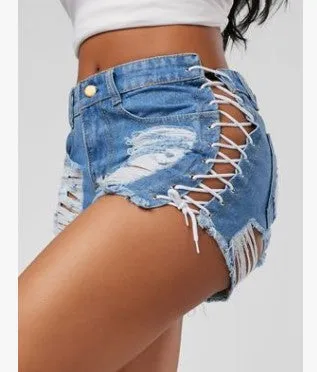 GOTHIC RIPPED MINI JEAN SHORTS