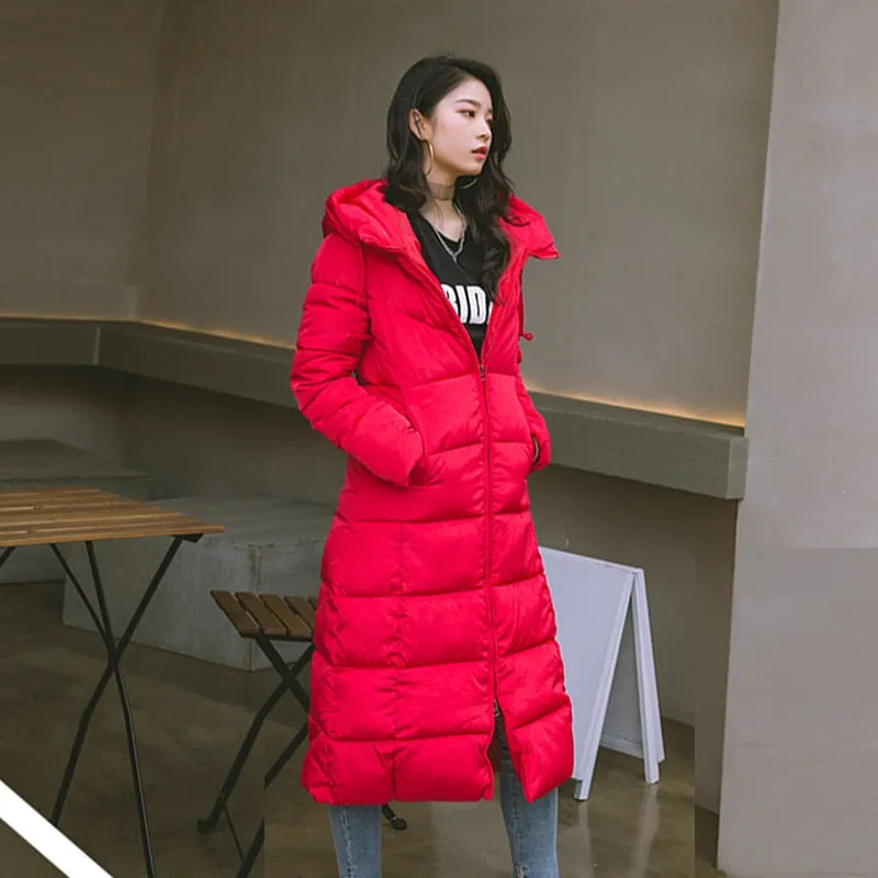 Hot Sale Winter Women Jacket X-long Parkas Hooded Cotton Padded Female Coat High Quality Warm Outwear Womens Parka Winter Coat