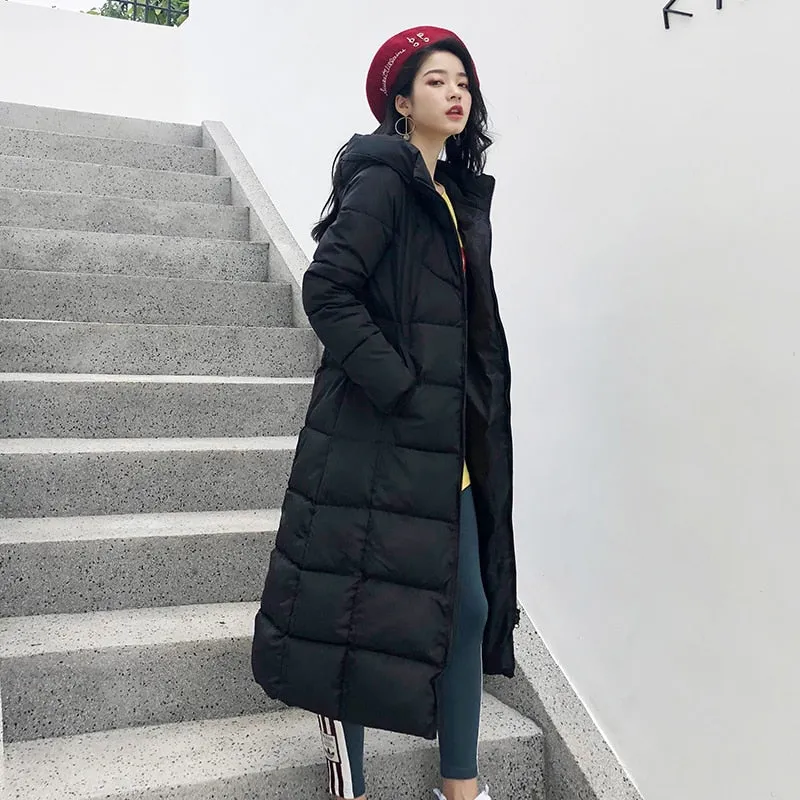 Hot Sale Winter Women Jacket X-long Parkas Hooded Cotton Padded Female Coat High Quality Warm Outwear Womens Parka Winter Coat