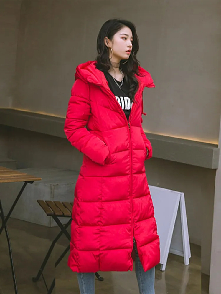 Hot Sale Winter Women Jacket X-long Parkas Hooded Cotton Padded Female Coat High Quality Warm Outwear Womens Parka Winter Coat