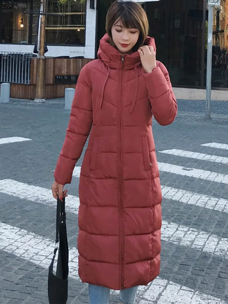 Hot Sale Winter Women Jacket X-long Parkas Hooded Cotton Padded Female Coat High Quality Warm Outwear Womens Parka Winter Coat