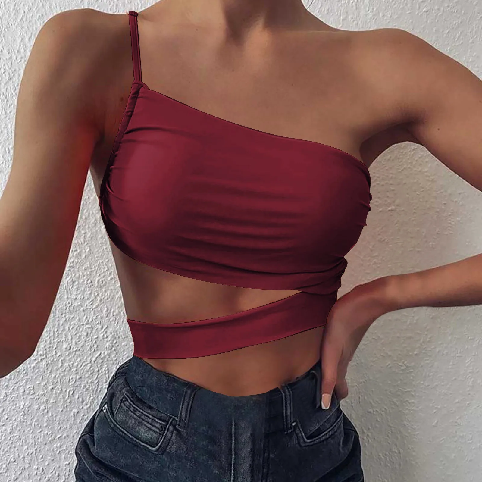 Irregular Design Sexy Chest-Wrapped Women Tops Wholesale Crop Tops