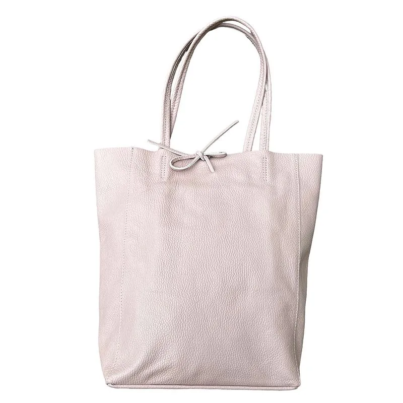 Italian Big Leather Tote in Smoke Rose