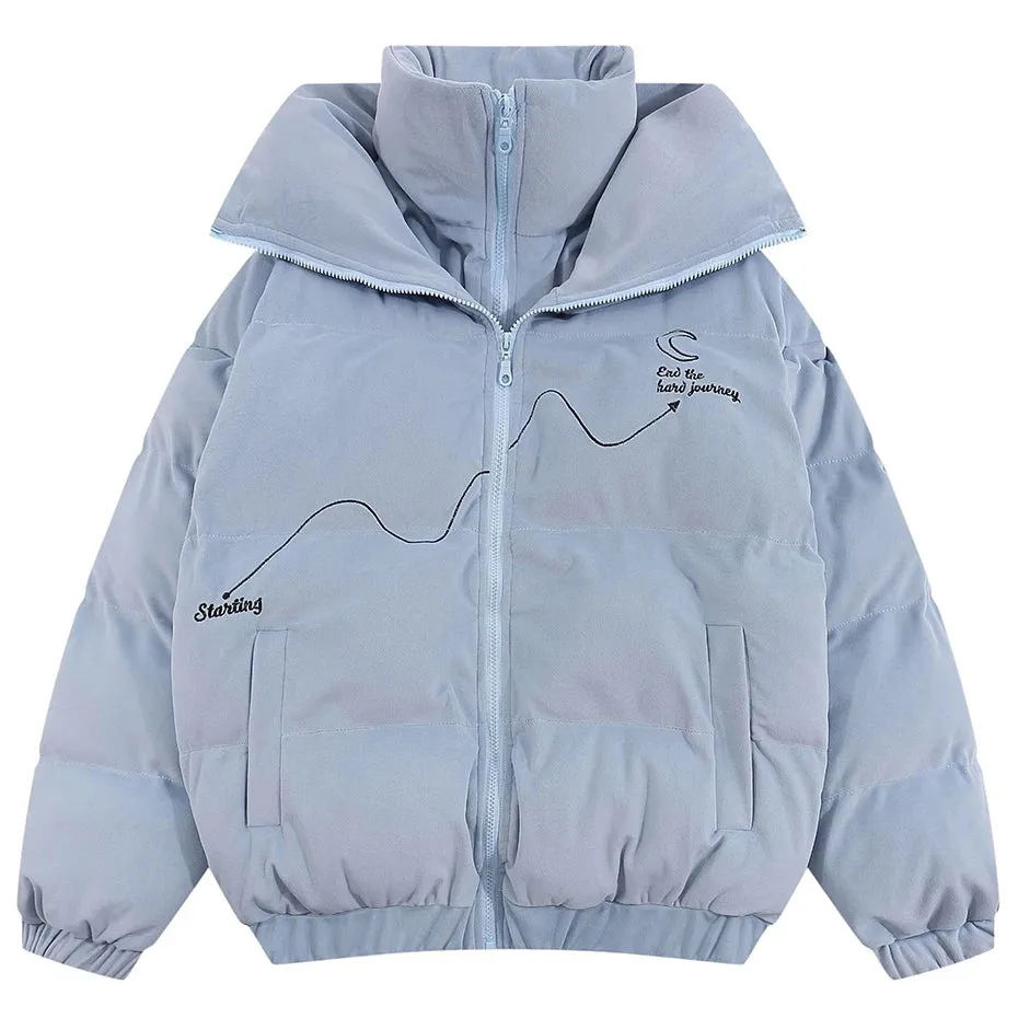 'Journey' Embroidered Puffer Jacket