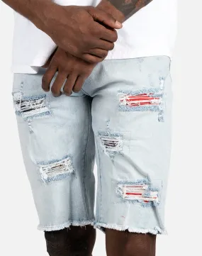 Kilogram Multi-Print Rip & Repair Jean Shorts