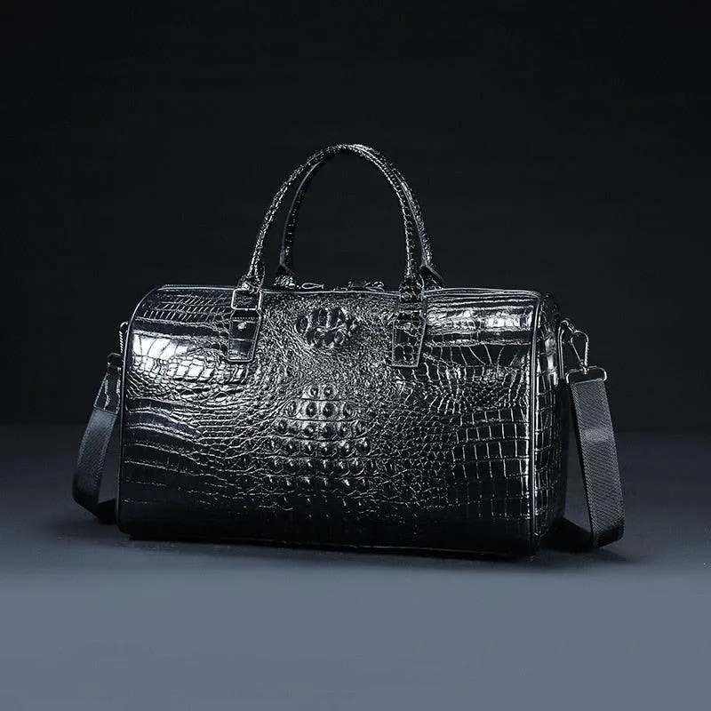 Large Capacity Shoulder Duffel Textured Leather Bag