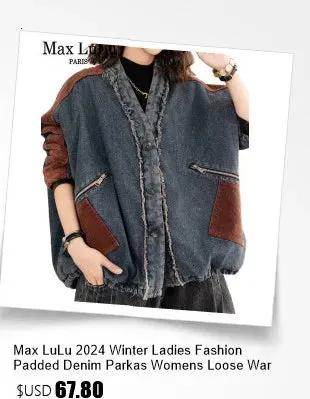 Max LuLu Winter Chinese Womens Plaid Denim Padded Jeacket Vintage Warm Classic Loose Parkas Hooded Casual Thicken Big Size Coats