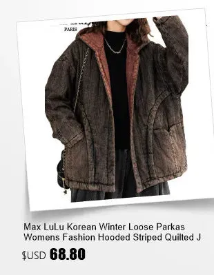 Max LuLu Winter Chinese Womens Plaid Denim Padded Jeacket Vintage Warm Classic Loose Parkas Hooded Casual Thicken Big Size Coats