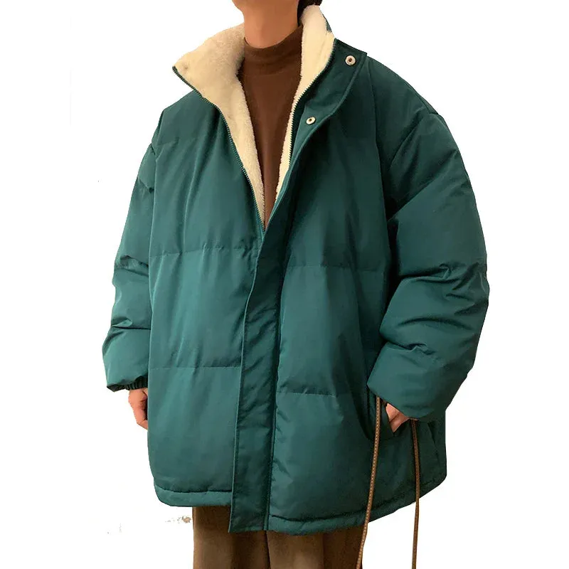 Men Harajuku Warm Bubble Coat Winter Jacket Stand Collar Oversize Parkas Korean Style Male Padded Coat Korean Puffer Jackets