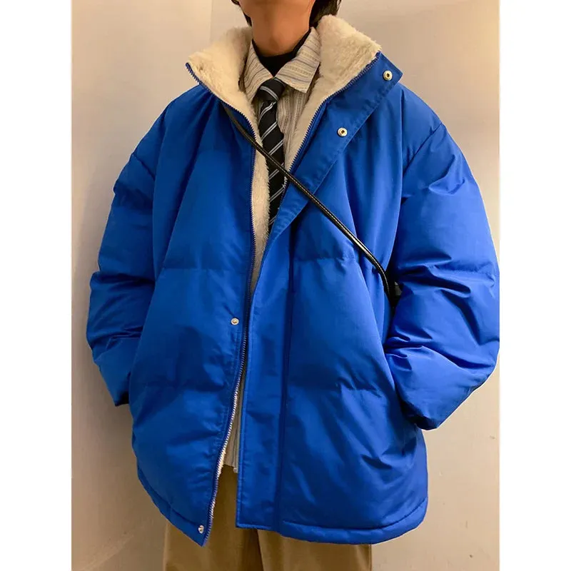 Men Harajuku Warm Bubble Coat Winter Jacket Stand Collar Oversize Parkas Korean Style Male Padded Coat Korean Puffer Jackets