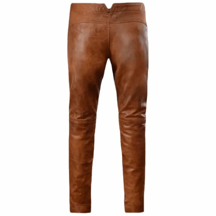 Men's Distressed Brown Leather Pant