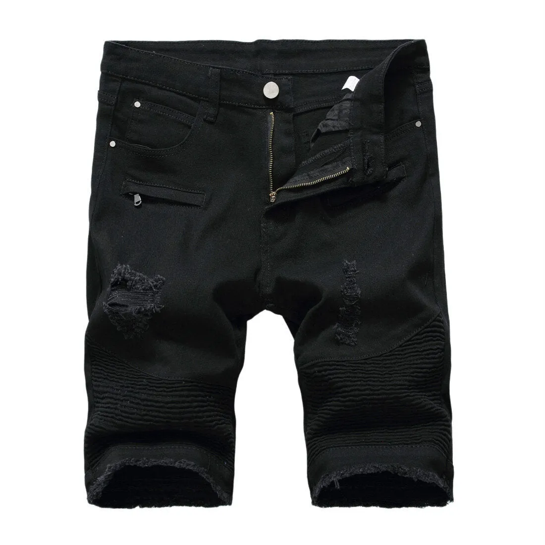 Men's Slim Ripped Denim Shorts