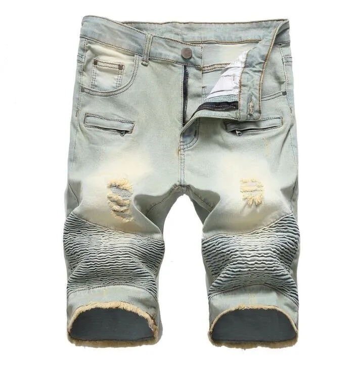 Men's Slim Ripped Denim Shorts