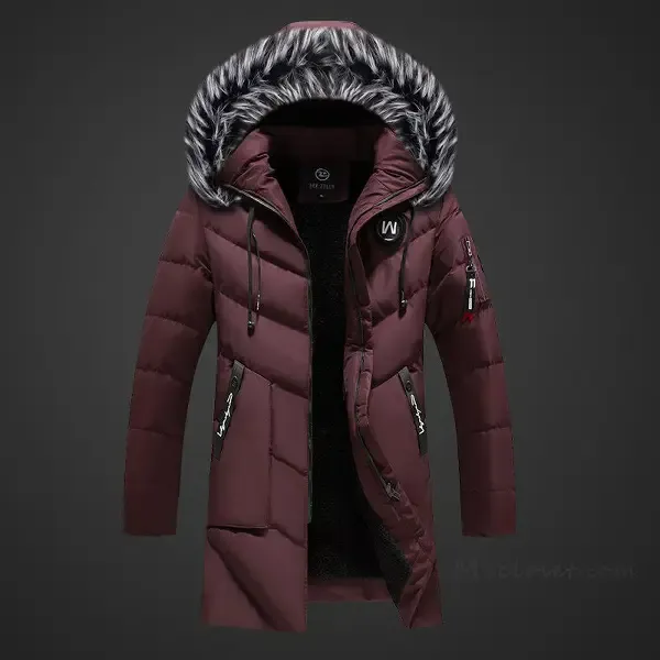 Men's Winter Coats Water-Repellent Windproof Thicken Parkas Mid-Length Hooded Padded Puffer Jacket