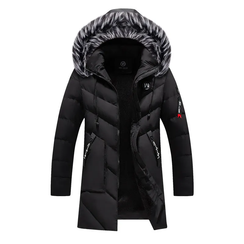 Men's Winter Coats Water-Repellent Windproof Thicken Parkas Mid-Length Hooded Padded Puffer Jacket