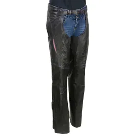 Milwaukee Leather Chaps for Women Black and Purple Premium Skin Laser