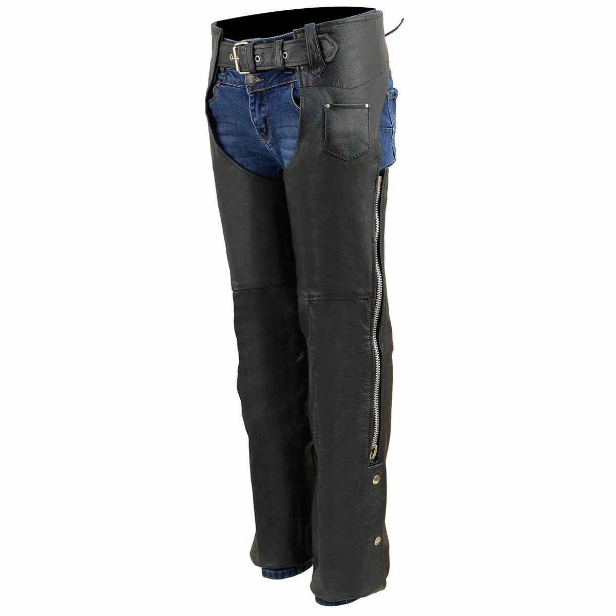 Milwaukee Leather SH2013 Kids Unisex Black Classic Leather Chaps