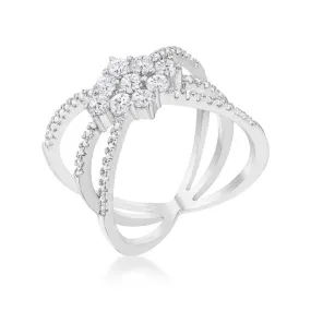 Mindy 0.8ct CZ White Gold Rhodium Delicate Triple Wrap Ring