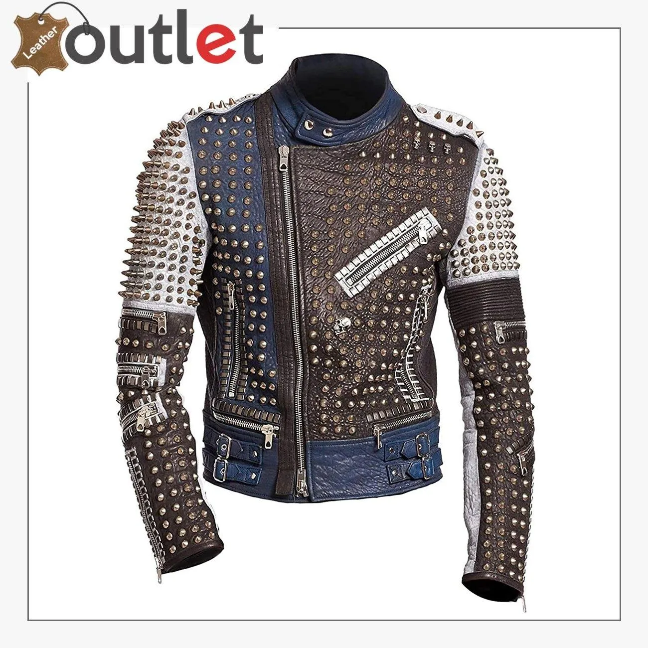 Motorbike Rock Punk Spike Studded leather Jacket