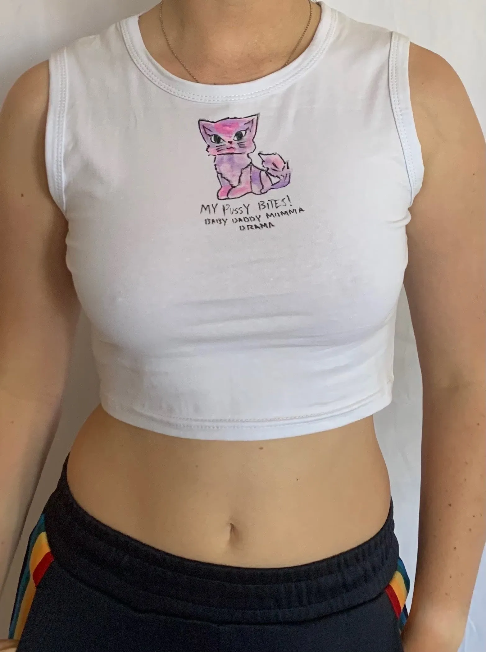 My Pussy Bites Hand Painted Crop Top