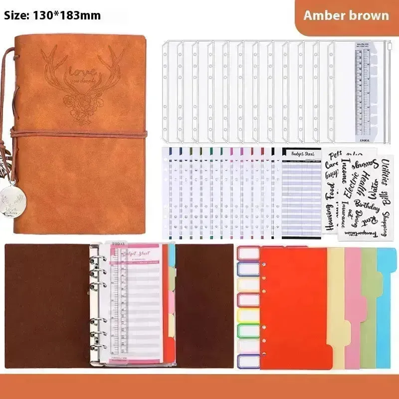 Notebook A6 Leather Loose-leaf Tally Book Note Pad  Memo Note Book