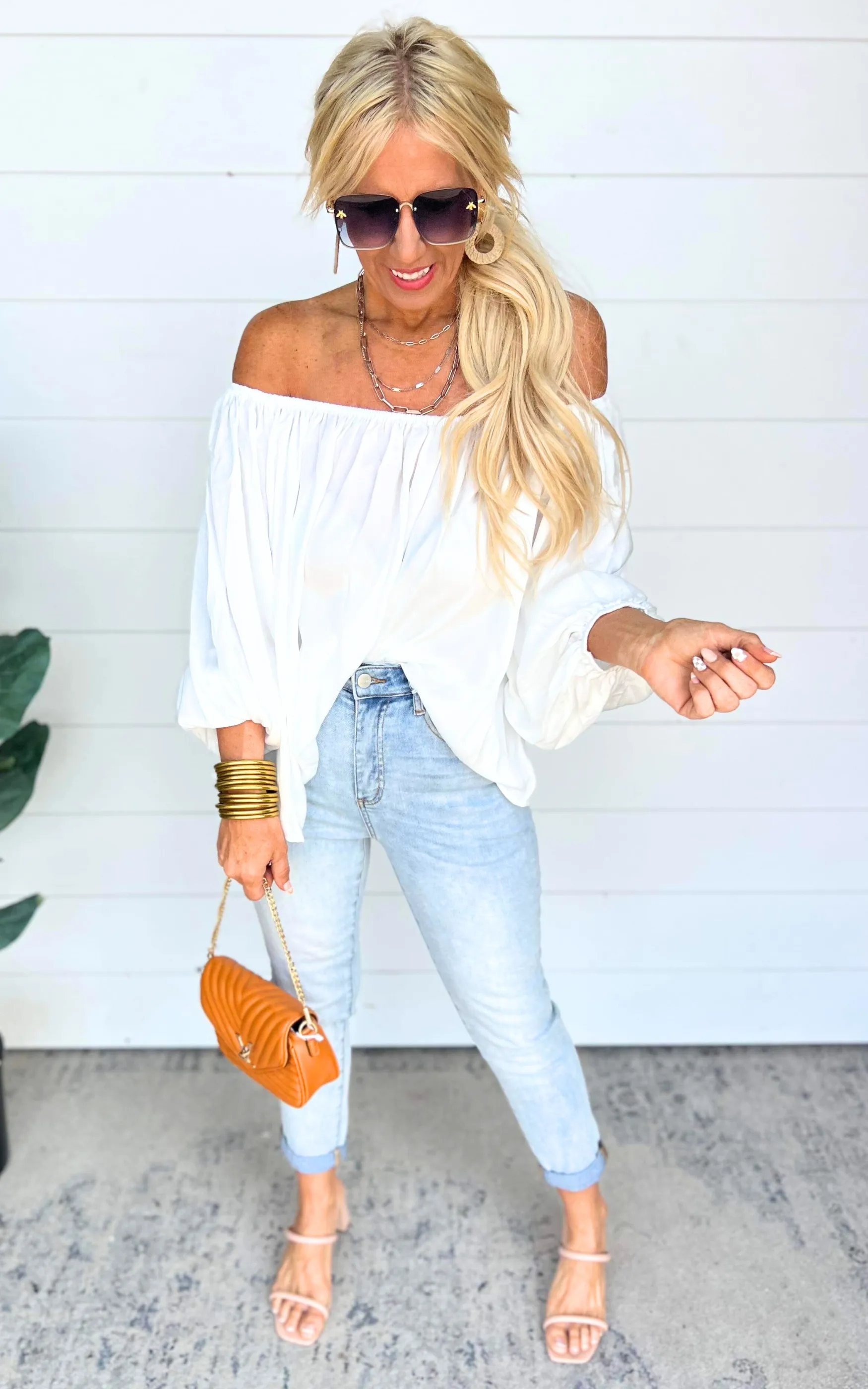 Off the Shoulder Peasant Top - Off White